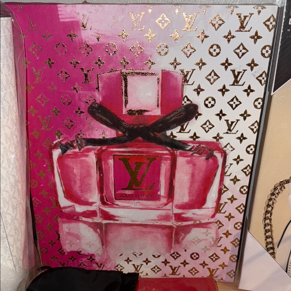 Louis Vuitton inspo Pink and Gold Canvas Art